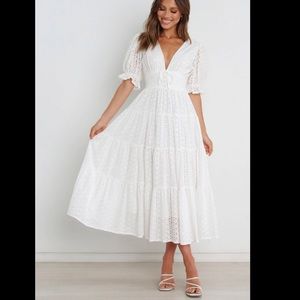 Petal and Pup White Eyelet Louisa Midi Dress NWT